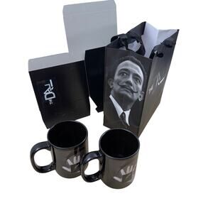 NIB Salvador Dali Museum Black Coffee Mugs Set of 2 with Boxes and Gift Bag
